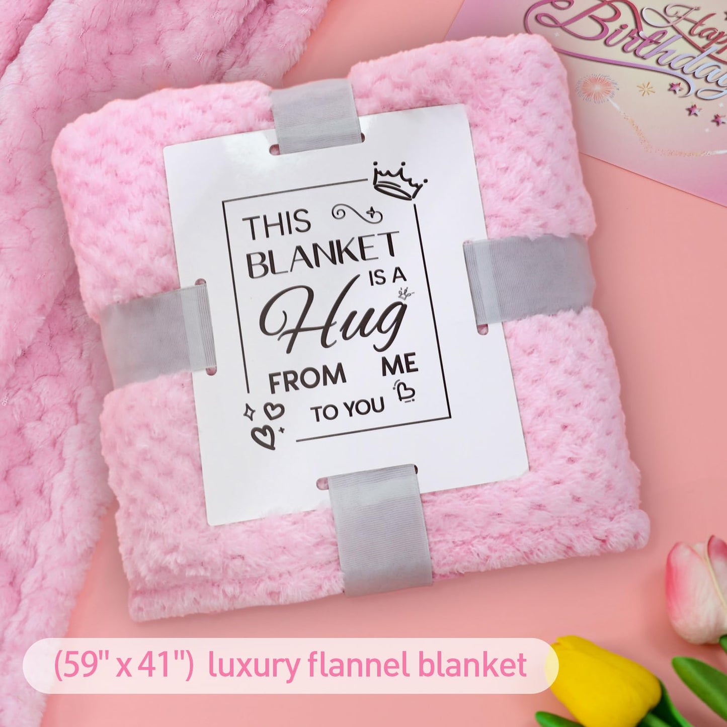 Birthday Gifts for Women Happy Birthday Gifts Basket for Women, Unique Relaxing Spa Birthday Gift Set Box for Her Best Friend Sister Wife Girlfriend Grandma Female Mom, with 3D Birthday Cards Blanket