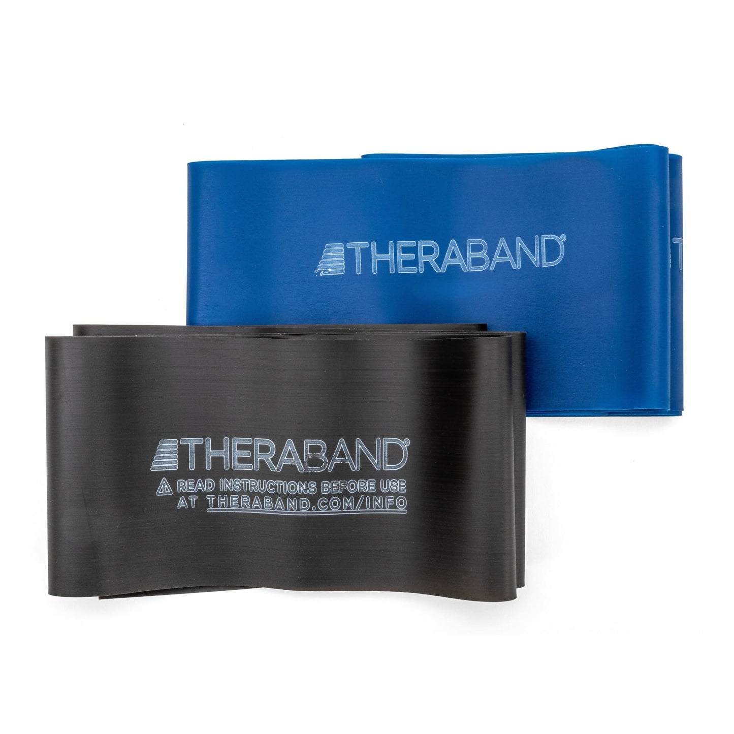 THERABAND Resistance Band Set, Professional Latex Elastic Bands for Upper & Lower Body & Core Exercise, Physical Therapy, Lower Pilates, At-Home Workouts, and Rehab, 5 Foot, Blue & Black, Advanced