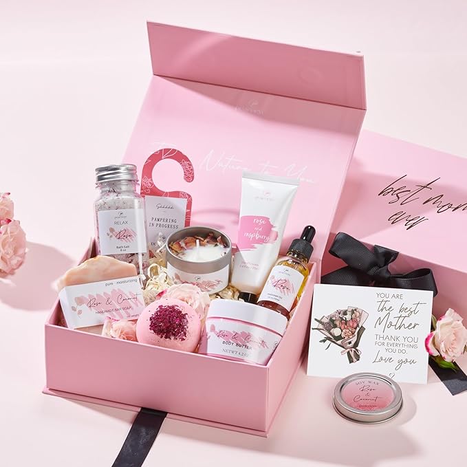 Spa Gifts for Mom Birthday Gift Mothers Day Gifts Bath Gift Baskets Relaxing Spa Self Care for Mother in Law Wife Home Bath Care Package Thank You Best Mom from Daughter Son