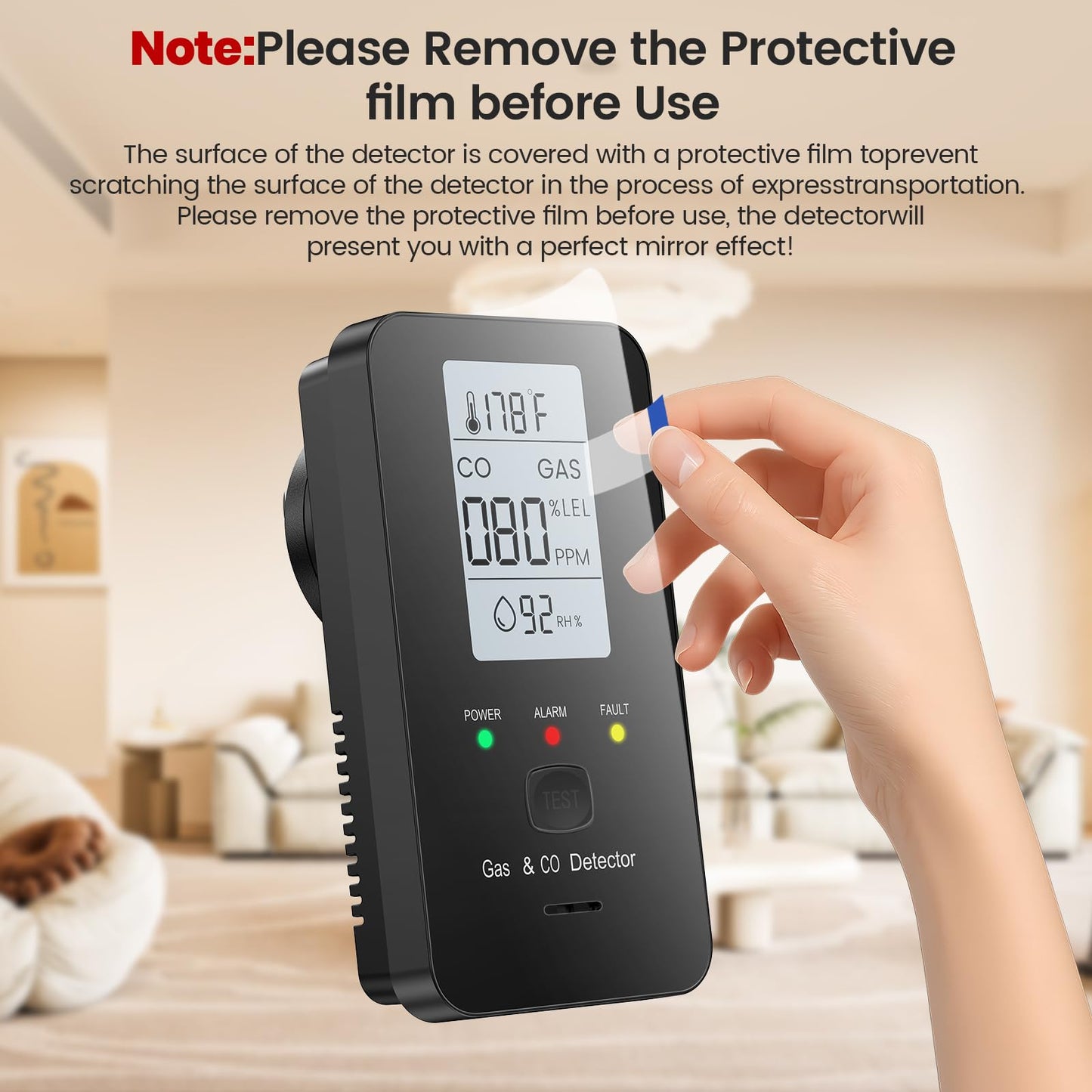 Nuleto 4-in-1 Carbon Monoxide Detectors & Combustible Gas Detector,Carbon Monoxide Detectors Plug in,Natural Gas Leak Detector with Temperature,Humidity to Ensure Home,Hotel,RV Safety,1 Pack,Black