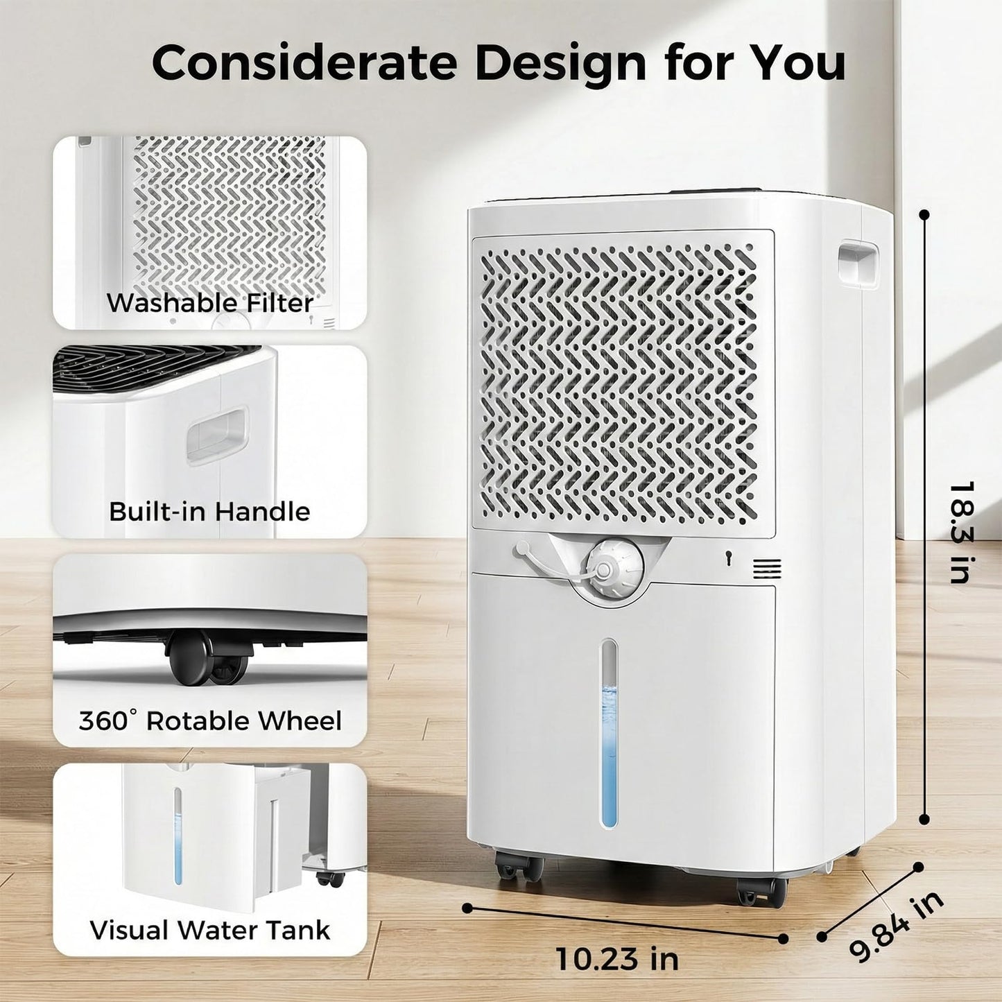 4000 Sq.Ft Dehumidifier for Basement with Drain Hose, TRAZICO 45 Pint Dehumidifiers for Home or Garage, Smart Humidity Control, Auto Defrost, 24H Timer, Ideal for Large Rooms