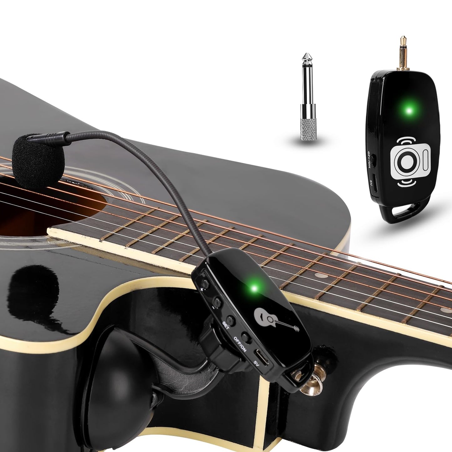 SAYTINAI Wireless Instrument Microphone System, 2.4G Cordless Clip-on Mics, Black, Model 2.4G MIC W 05 for Musicians and Performances