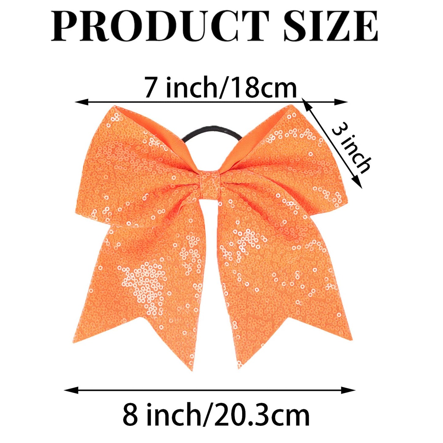 2 PCS 8  Large Cheer Bows Sequin Cheer Hair Bows Ponytail Holders Cheerleading Bows for Jumbo Cheerleading Teen Girls Sports (Or