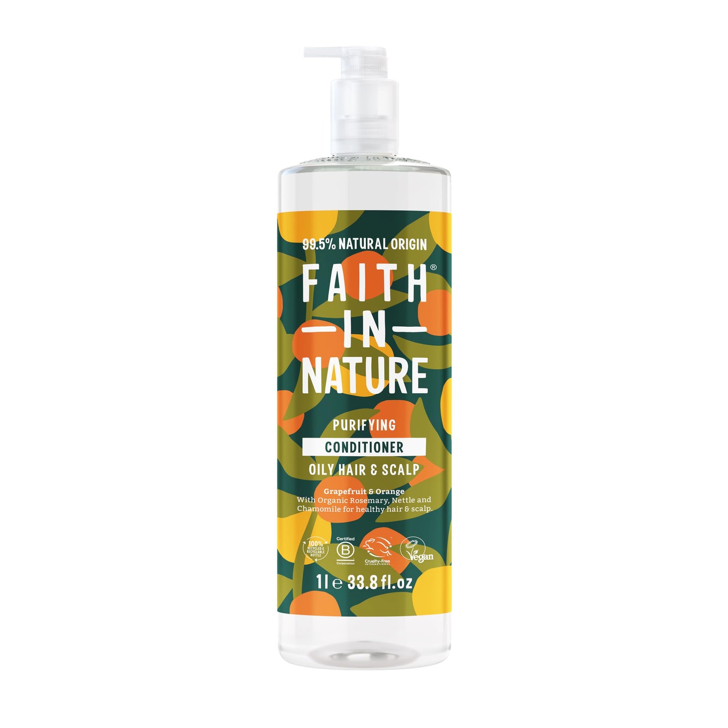 FAITH IN NATURE Natural Conditioner - Vegan & Cruelty Free, No SLS or Parabens - 33.8 fl oz Family Sized, Grapefruit & Orange