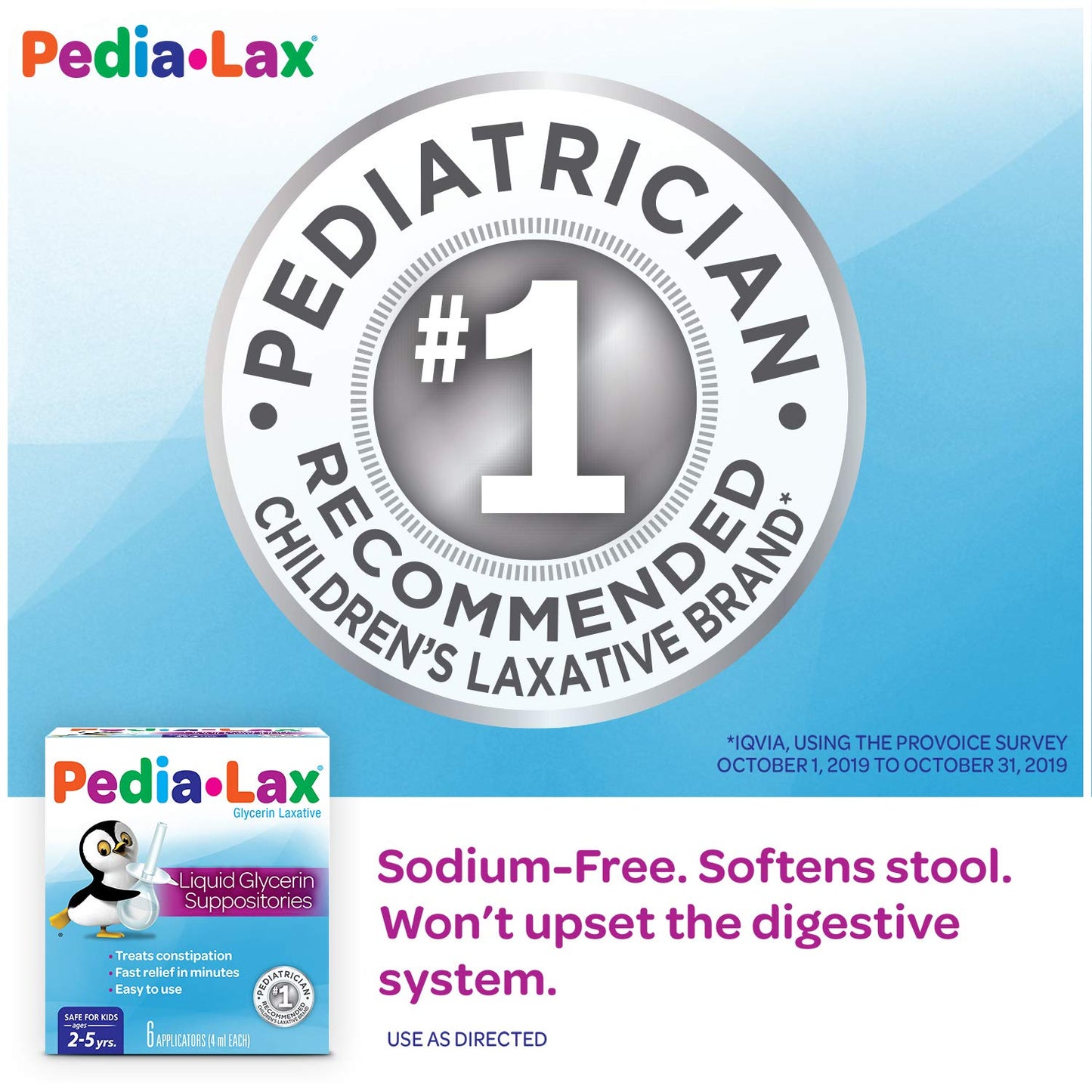 Pedia-Lax Liquid Glycerin Suppositories for Kids Ages 2-5, Gentle Constipation Relief Laxative for Children, 6 Count, Pack of 3
