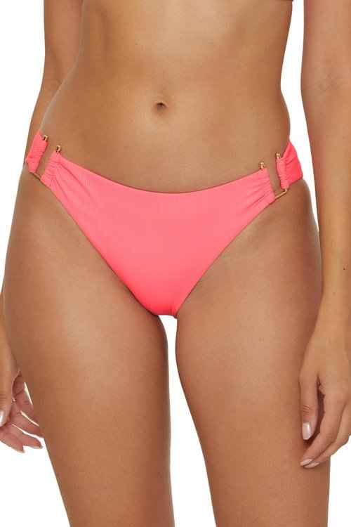 BECCA Women's Standard Modern Edge Hipster Bikini Bottom, Cheeky Coverage, Swimwear Separates, Coral Reef