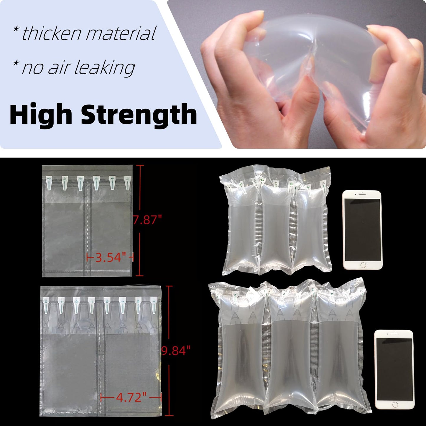 Hijelyn Air Pillows for Shipping with Pump Packaging Air Bags 400 Count Inflatable Shipping Supplies Box Filler Packing Materials Alternative to Packing Peanuts, Purse Stuffers for Shape 3.54" x 7.87"