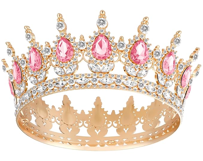 Papoopy Crown for Women, Queen Crown Tiara for Birthday Wedding Party Decorations Pink