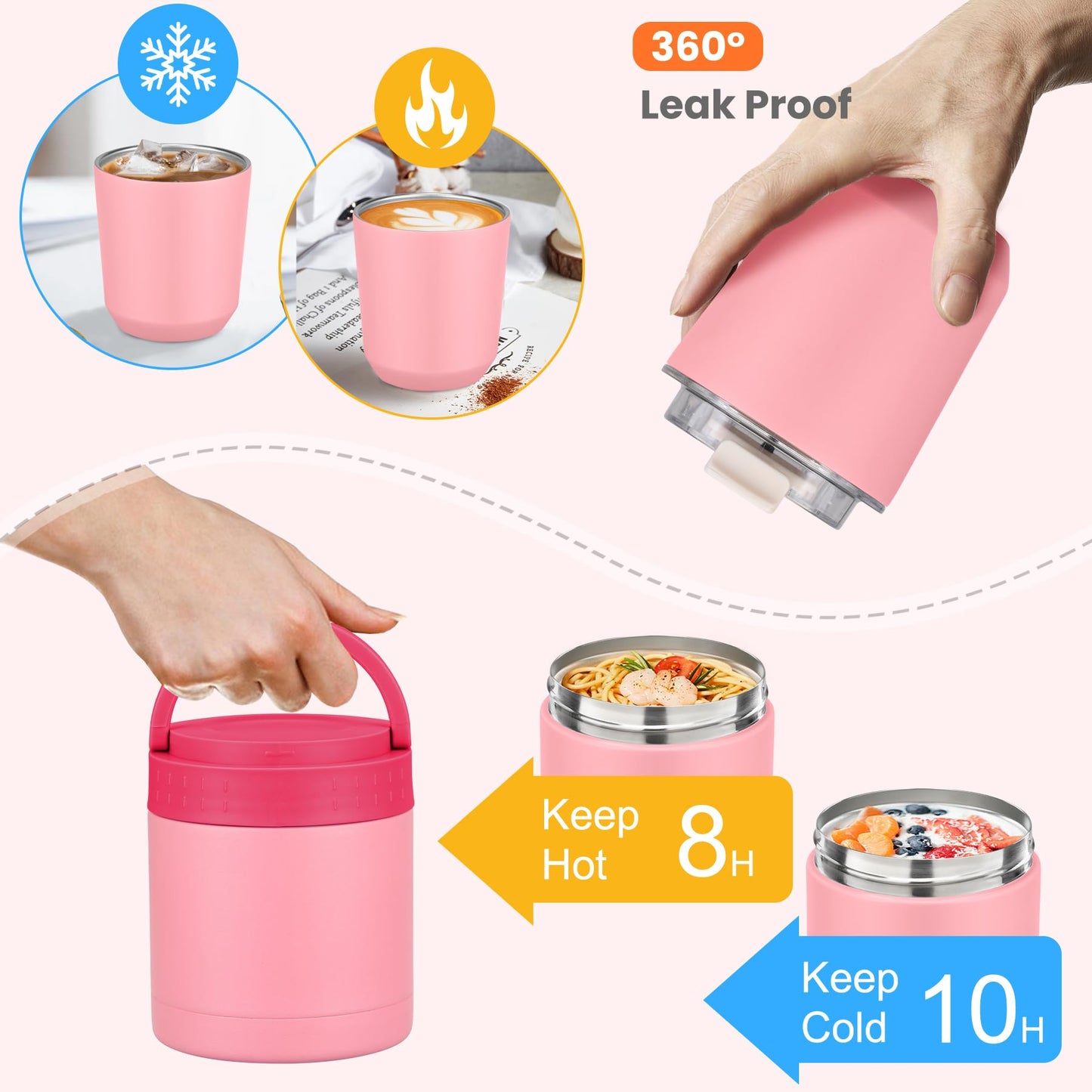 Large Bento Lunch Box Set for Adults Kids Women with 10.5oz Soup Thermo,Coffee Tumblers Men Girls Boys Teenagers Leak-Proof Lunch Food Containers with Lunch Bag
