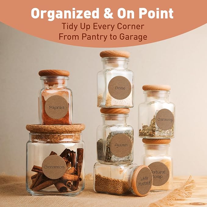 Camp Galaxy 1.5” Natural Brown Kraft Stickers (500 Per Roll) - Round Blank Stickers for Store Owners, Crafts, Organizing, Jar and Canning Labels, Price Tags