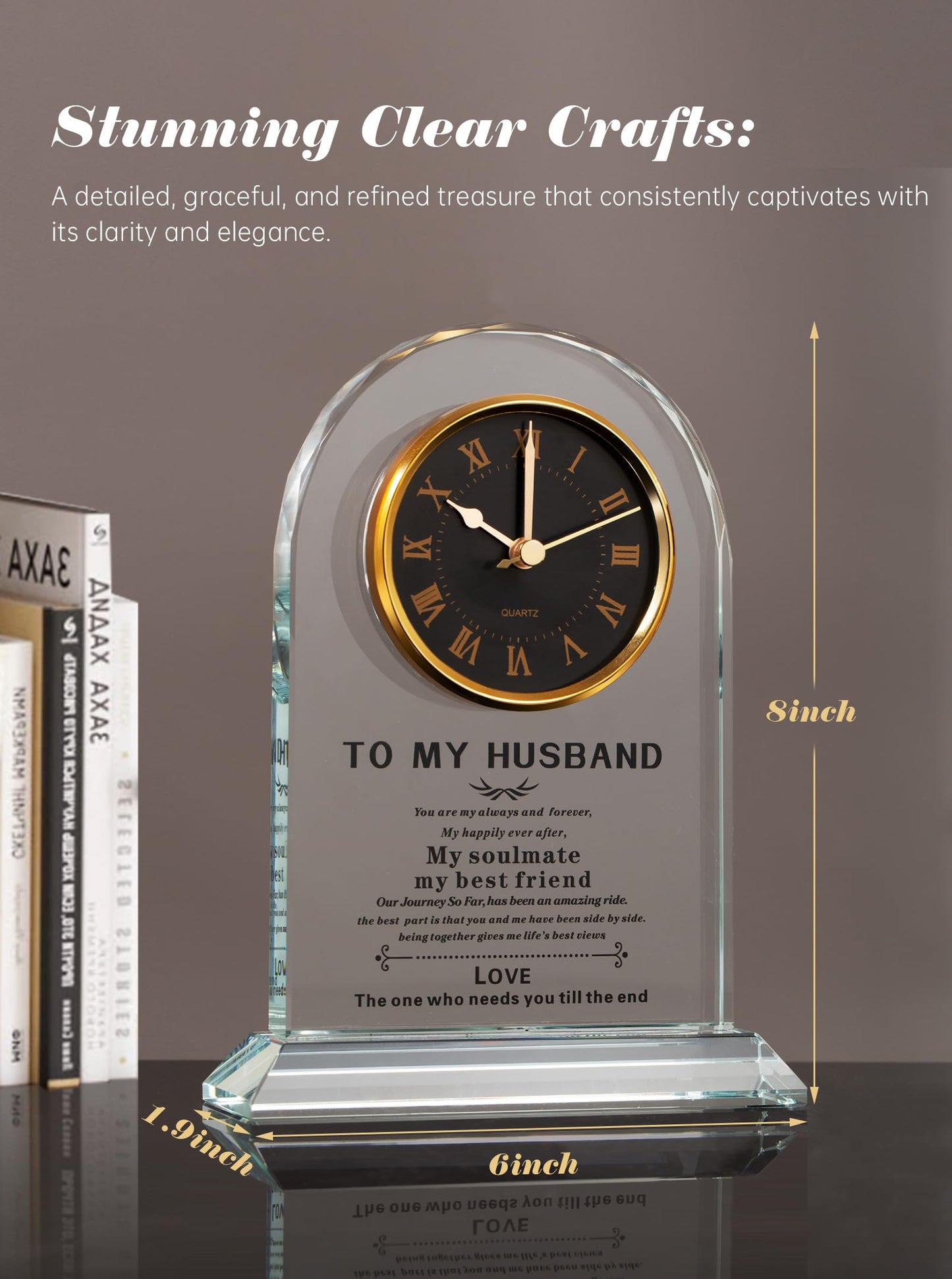 WinTaim Romantic Glass Clock for Husband Gift from Wife, Perfect for Anniversary, Birthday, Christmas, & Valentine's Day, Unique Gift Idea for Husbands Who Have Everything
