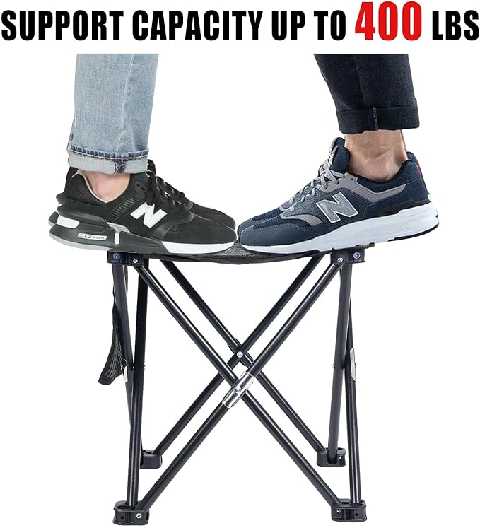 Tevaibo 2 Pack Camping Stool Portable, 13.7 Inch Folding Stool for Outdoor Gardening, Fishing, BBQ, Hiking with Carry Bag(400 LBS Capacity)