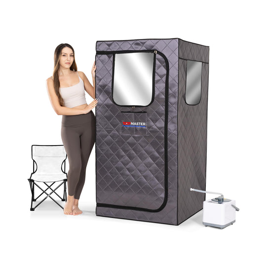 TopMaster Full Size Portable Sauna for Home, Personal Steam Sauna for Home, Indoor Sauna Box Portable Home Steamer with 3L 1000W Portable Steam Generator, Folding Chair and Remote Control