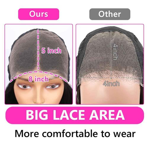 HENGROSE 5x8 Bob Wig Human Hair Glueless Wigs Human Hair Pre Plucked Pre Cut Deep Wave HD Lace Closure Wigs Human Hair 210% Density Wear And Go Glueless Wig (14inch)