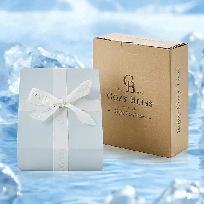 Cozy Bliss Premium Cooling Sheet Set Cali King Size, Q-Max>0.4, 3PCS No Flat Sheet with 2 Pillowcases, Breathable Fitted Sheet for Hot Sleepers & Night Sweats, Deep Pocket Up to 18 Inches, Cool Blue