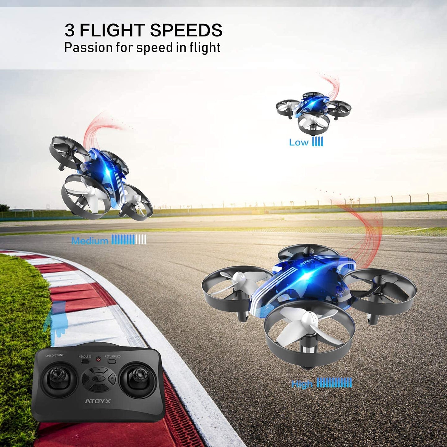 ATOYX Mini Drone for Kids & Beginners, Indoor Portable Hand Operated/RC Nano Helicopter Quadcopter with Auto Hovering, Headless Mode & Remote Control, Children's Day Gift for Boys and Girls -Blue