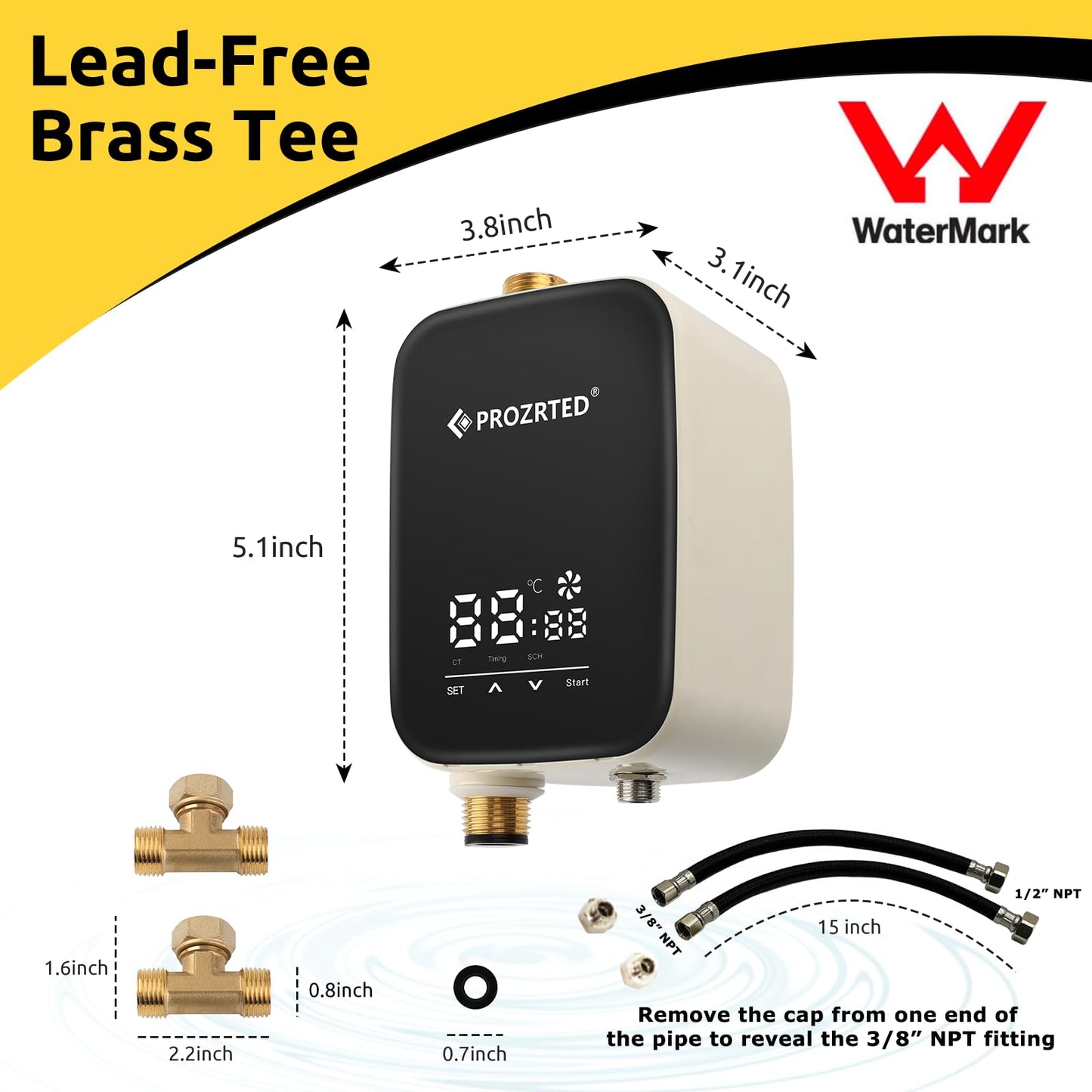 HBS24-12T Digital Smart Instant Hot Water Recirculating Pump Kit – Built-in Thermostat, Timer, Digital Screen, Extremely Quiet, Under Sink Recirculation System