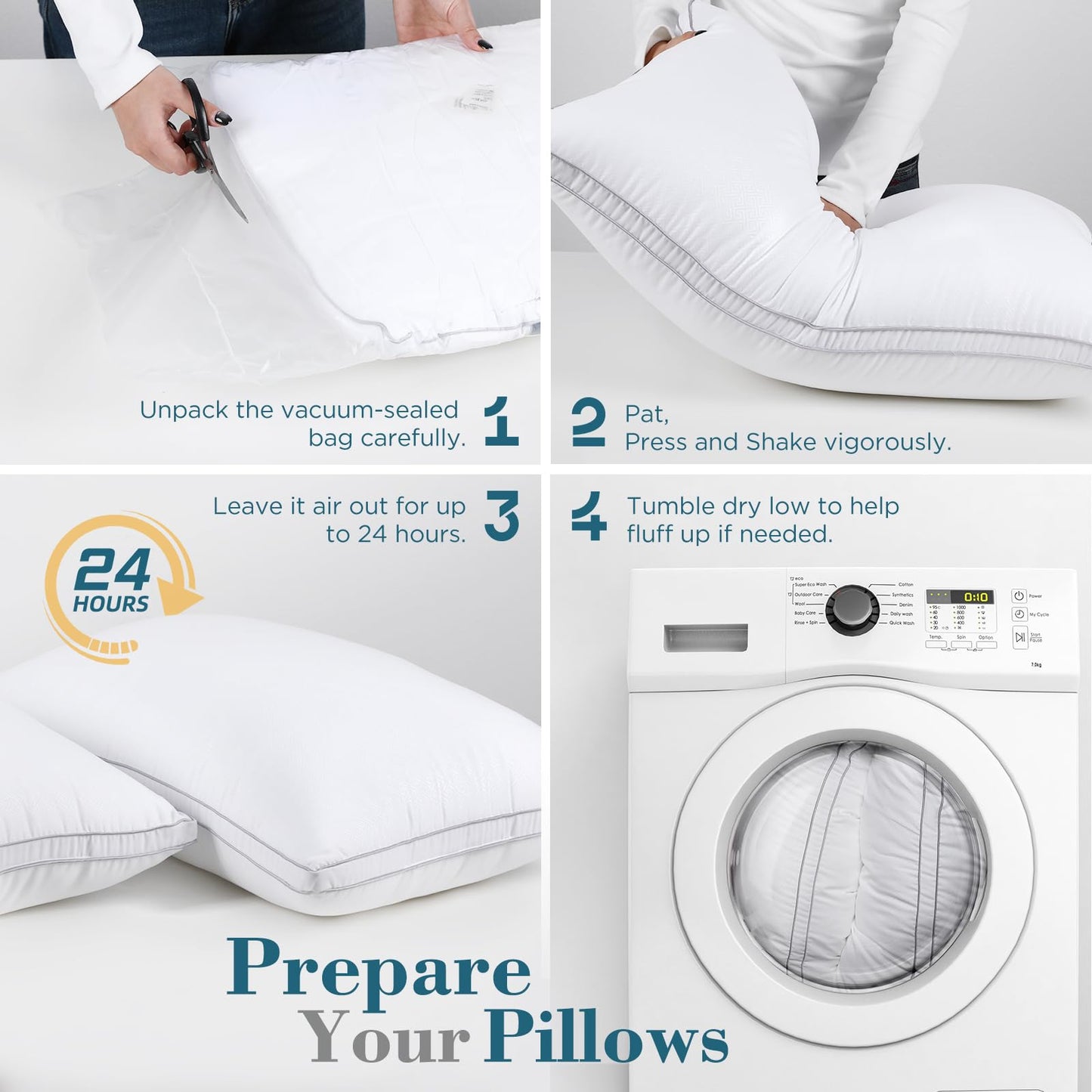 viewstar Pillows Queen Size Set of 2, Hotel Quality, Down Alternative Gusseted Bed Pillows for Side, Back, or Stomach Sleepers, White