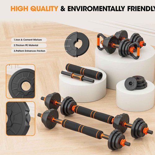 Stepwaver Adjustable Dumbbell Set 50LBS Free Weights Dumbbells,4 in1 Weight Set,Dumbbell, Barbell, Kettlebell, Push-up, Home Gym Fitness Workout Equipment for Men Women