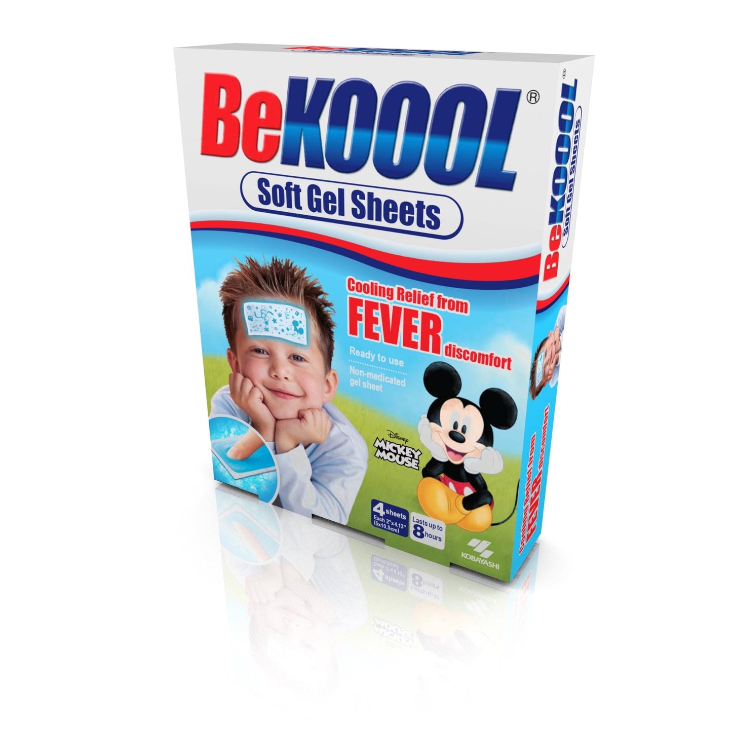 BEKOOOL Immediate Cooling Fever Reducing Soft Gel Sheets for Kids - 4 Count, White (00101) (Pack of 3)