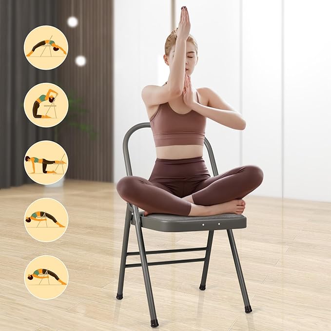 INNOLIFE Modern Minimalist Yoga Chair, Foldable & Space-Saving, 300 lbs Capacity, Grey
