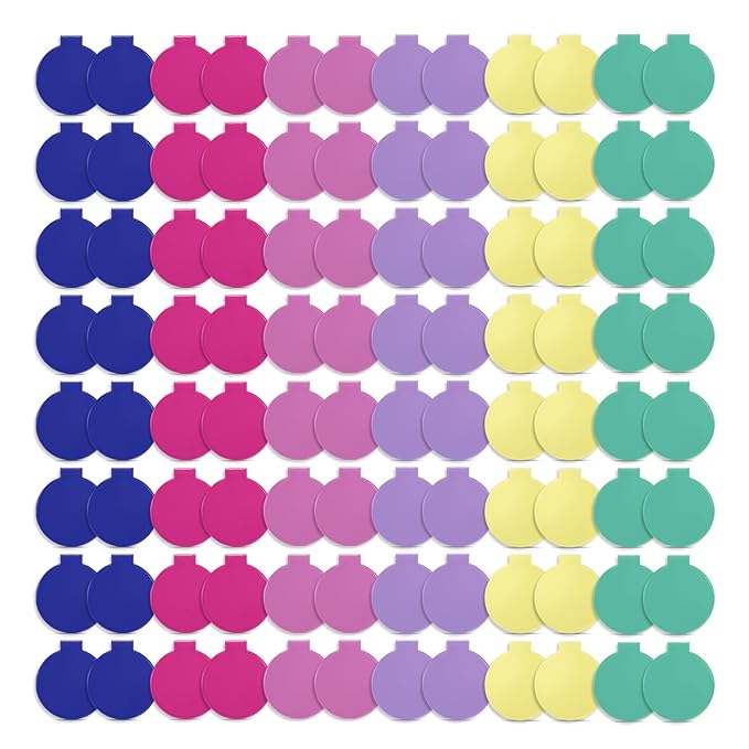 Qislee Compact Mirror Bulk, Pocket Small Mini Folding Mirrors for Purse, 96 Packs (6 Colors)