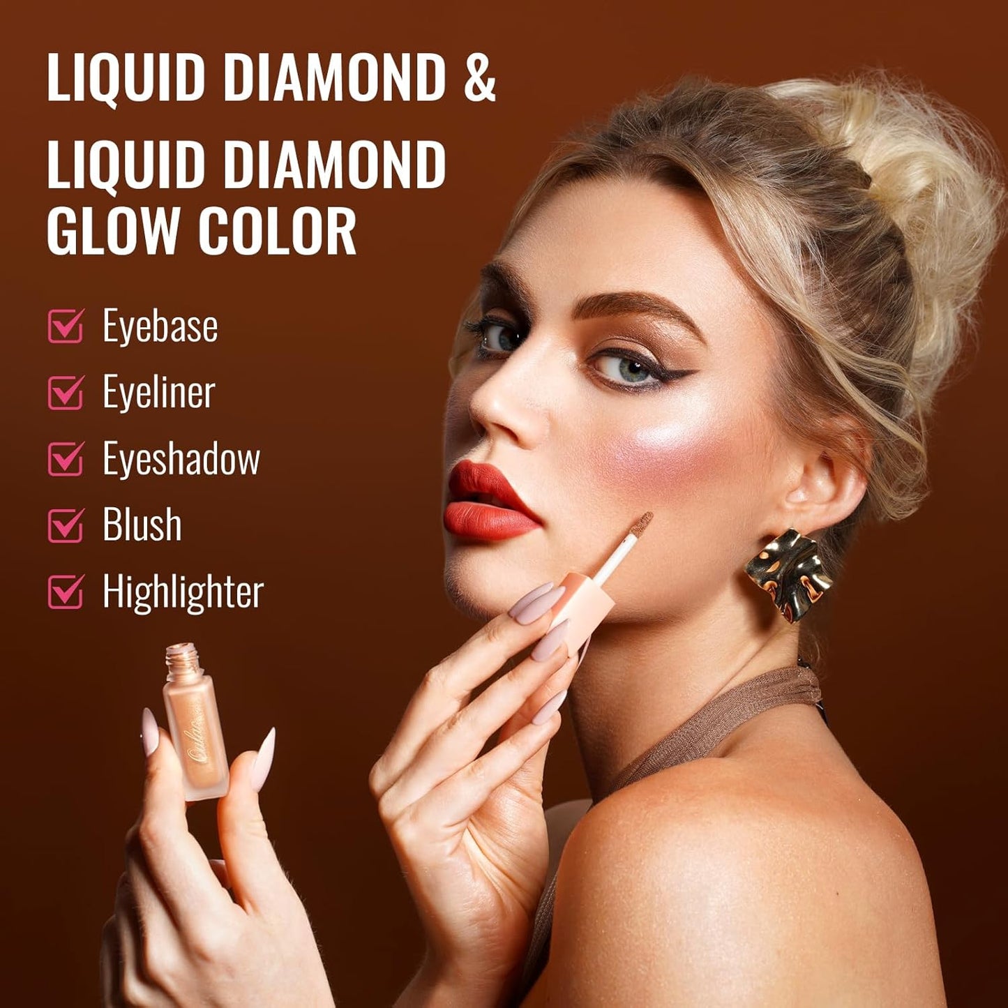 Oulac Matte Eye Shadow Matte Eyeshadow Coffe Eyeshadow Liquid Eye shadow Base& Cream Bronzer Duo| Buildable Smooth Eye Makeup, Wrinkle Resistant, Vegan, Cruelty-Free SA03
