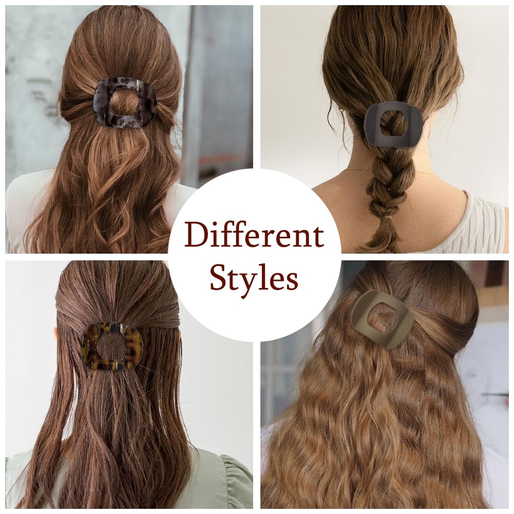 6Pcs Flat Hair Clips for Women,Volume Flat Top Round Green Clip for Thick or Thin Hair,Picura Large Hair Claw Clips Strong Hold
