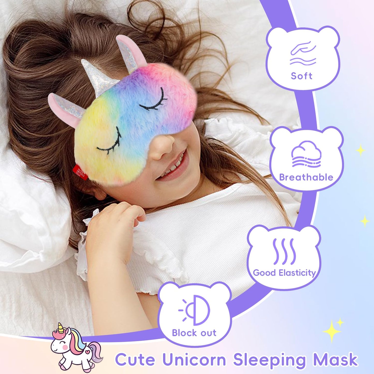 my novel things Cooling Eye Mask and Sleep Mask Cover Rainbow Birthday Cute Gifts Teens Women, Cold Warm Compress for Dry Eyes Spa at Home Travel Plush Blindfold Sleeping