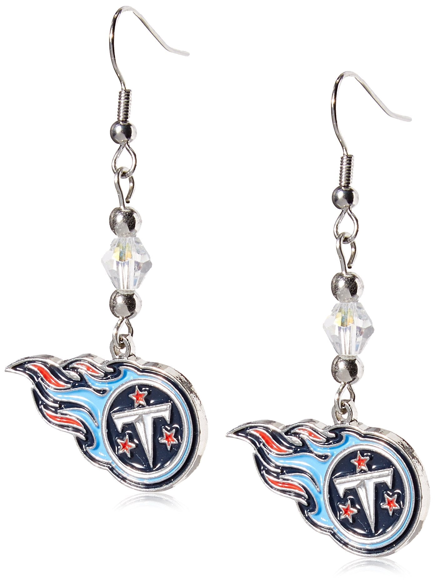 Siskiyou Sports NFL Womens Tennessee Titans Crystal Dangle Earrings One Size Team Color, white