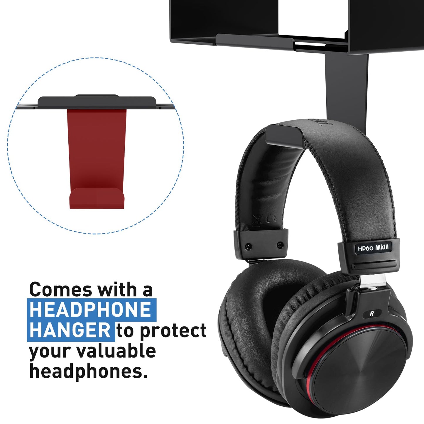 Fsniweko Under Desk Mount For Focusrite Scarlett Solo 3Rd Gen/Solo 4Th Gen With Headphone Hanger Stand,Under Desk Metal Shelf Or