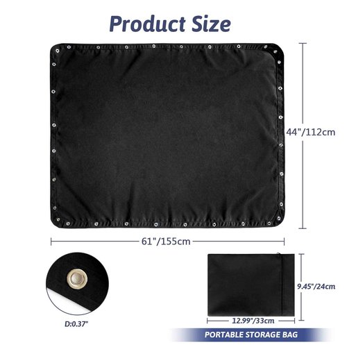 TeBaisea T-Top Canvas Boat Shade Cover Waterproof Replacement Canvas for Center Console Boat 61" x 44"(Black) 155cmx112cm