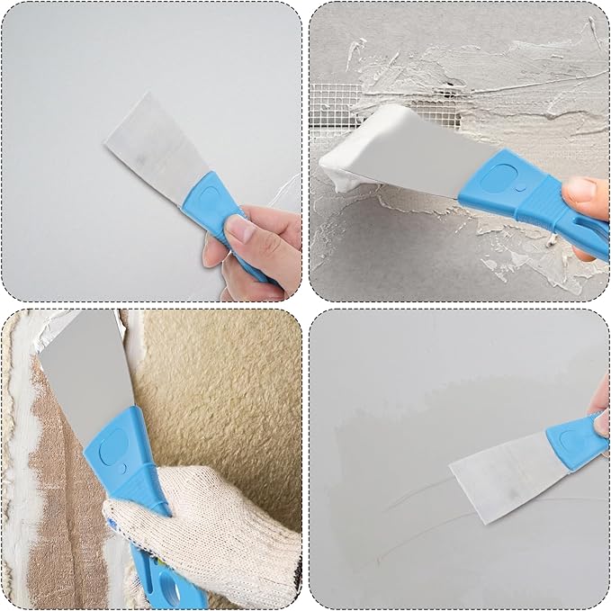 5PCS Putty Knife Scraper Set, 2inch Stainless Steel Paint Scraper, Spackle Knives, Taping Knife Tool for Repairing Drywall, Removing Wallpaper, Applying Mud or Plaster