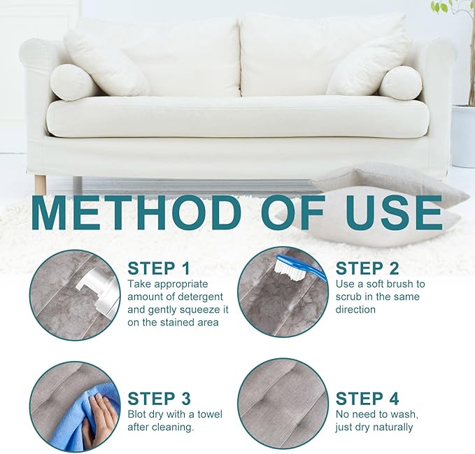 Fabric Foam Cleaner, No-Rinse Quickly Lifts Stains & Dirt, Deep Clean,Deeply Penetrates Water Safe Fabric & Fibers of Upholstery, Clothing, Couches, Car Seats, Rugs & Carpeting