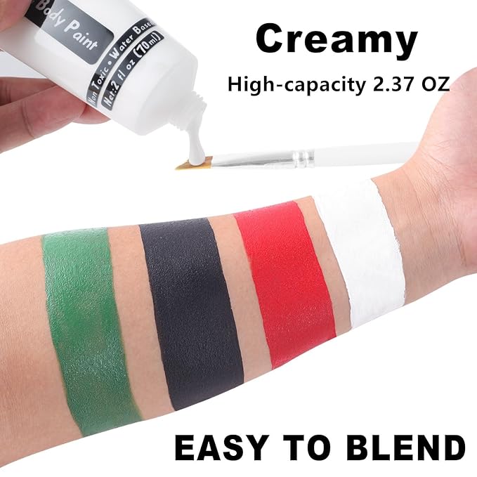 Go Ho Professional Clown White Face Body Paint Washable(2.37oz/pc),Water Based Cream White Body Paint,Halloween Costumes Cosplay SFX Goth Skeleton Zombie Vampire Clown Makeup