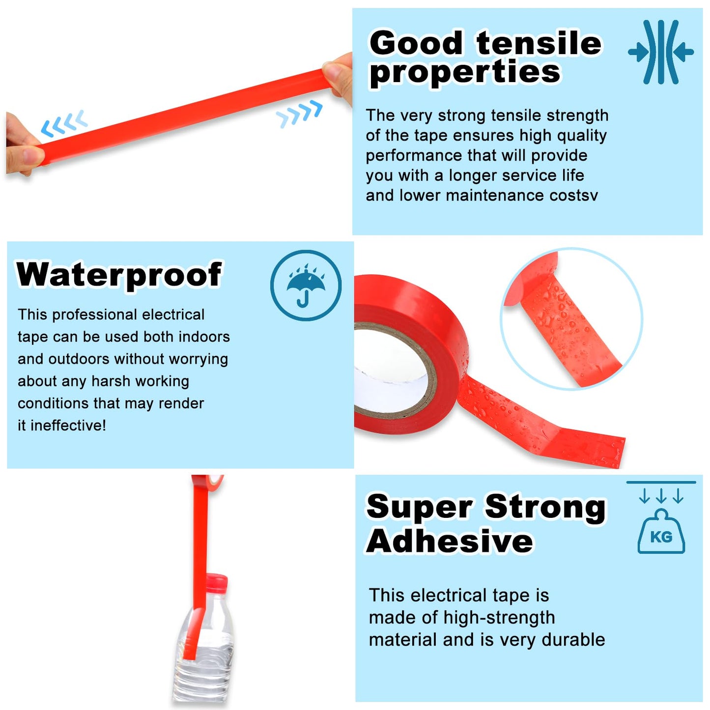 Romeda 9 Pack Coloured Electrical Tape, Electrical Tape Colours Water, Sun, and Oil Resistant, Suitable for Most Domestic, Commercial, and Industrial environments.