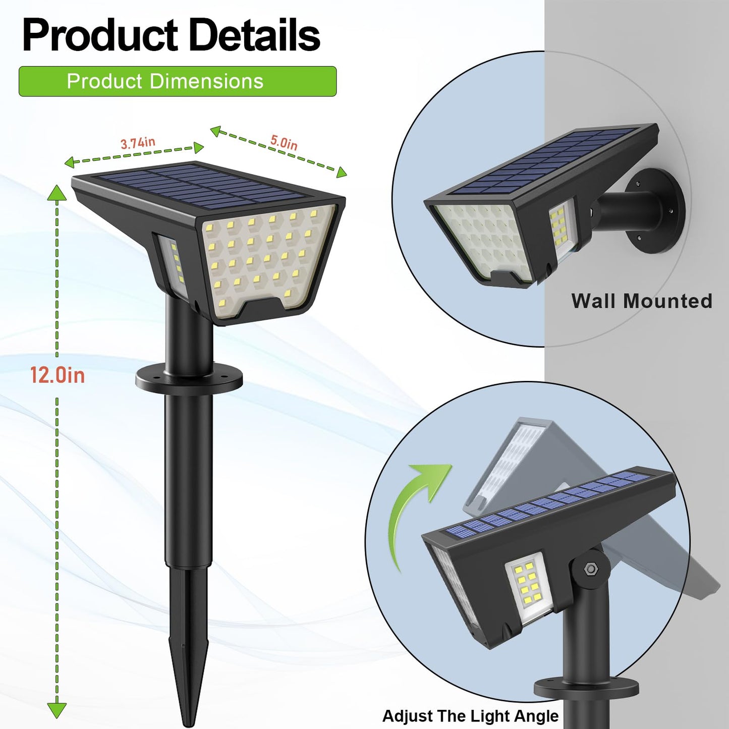 Latband Solar Spot Lights Outdoor Waterproof IP67, Solar Powered Lights Outdoor with 53 LED & 3 Modes, Landscape Spotlight Wall Light for Garden Yard Pathway Driveway 4 Pack (Cool White)