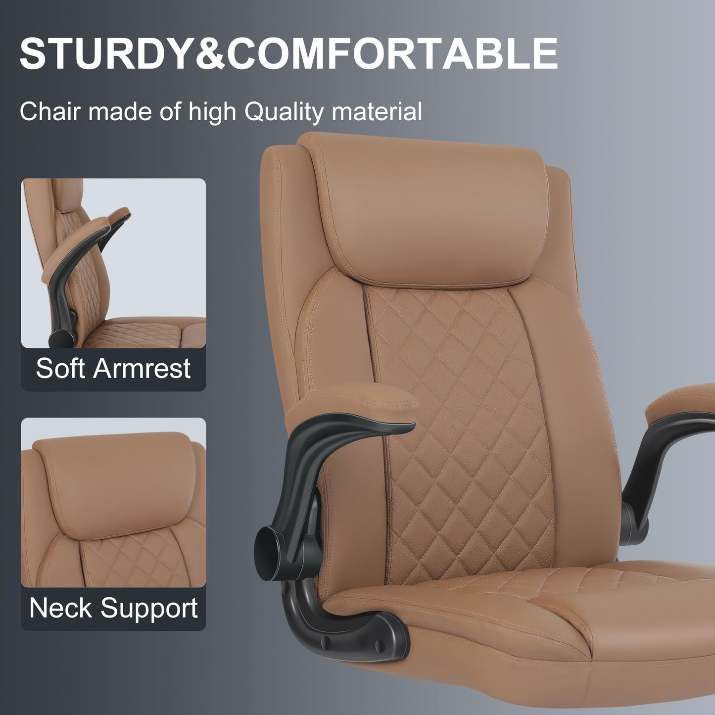 Misolant Drafting Chair, Tall Office Chair for Standing Desk, Standing Chair with Adjustable Height and Flip-up Armrest, Leather Drafting Chair, High Office Chair for Counter Height Desk