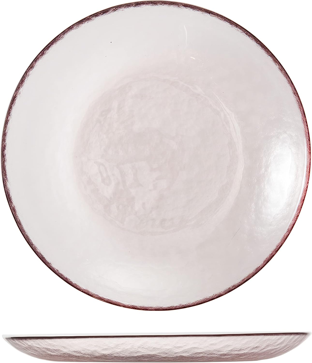 FORTESSA Los Cabos Tableware, 16-Piece Glass Dinnerware Set with 4 Dinner Plates, 4 Salad Plates, 4 Coupe Bowls and 4 Cereal Bowls, Dishwasher-Safe Glass Plate Set, Pink
