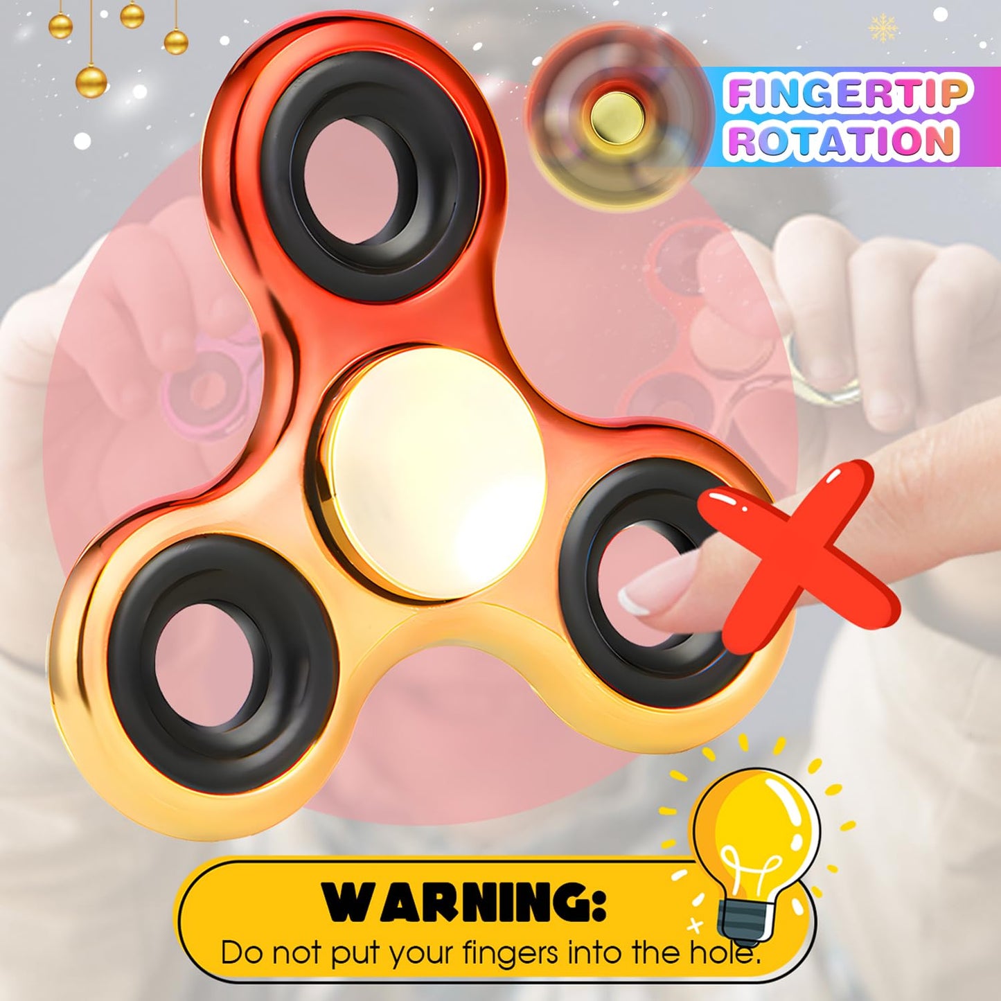 Fidget Spinner 2 Pack, Metal Fidget Spinners Christmas Fidget Toys for Kids - Stress Relief Hand Spinner for ADHD Christmas Autism Gifts, Stocking Stuffers Classroom Rewards for Boys Girls