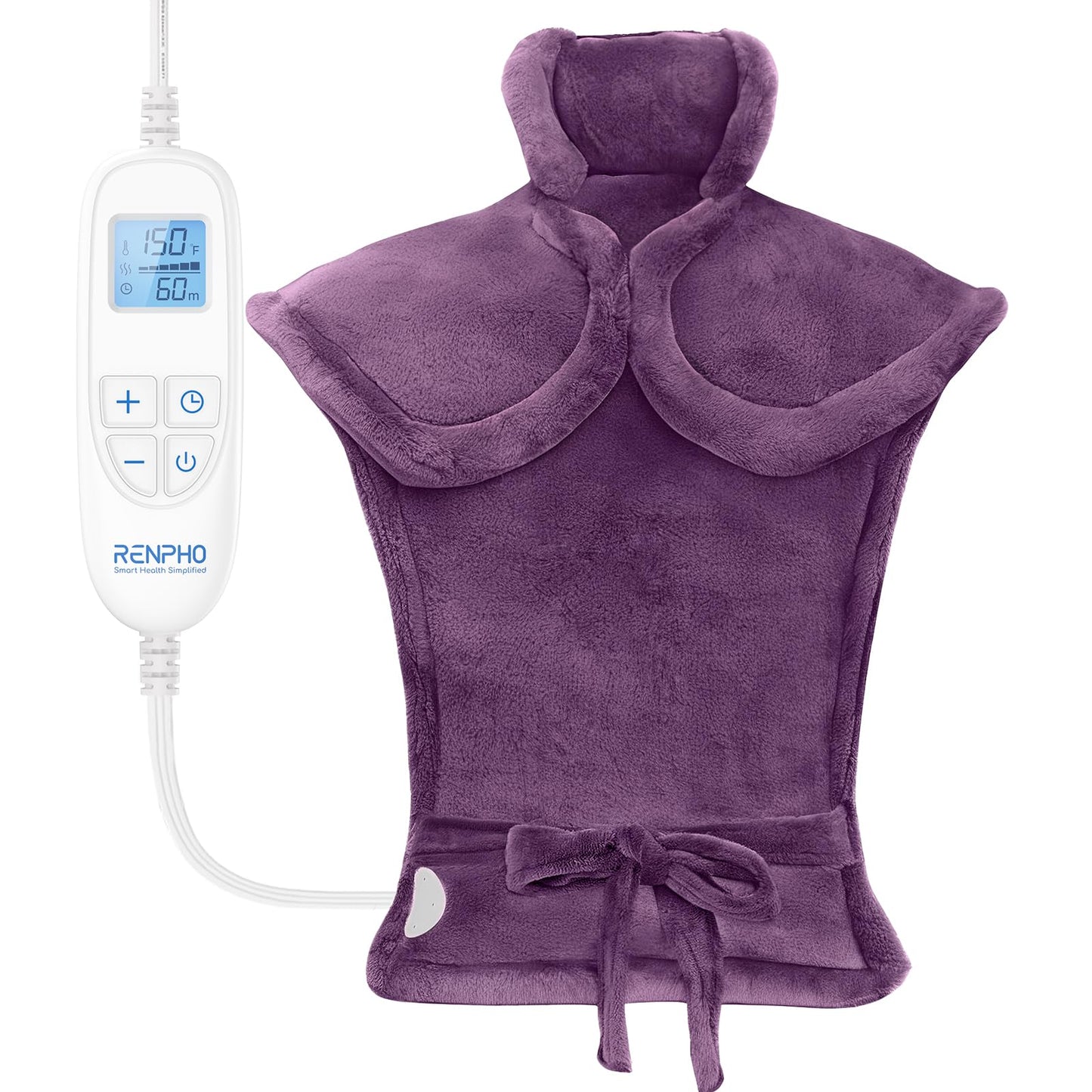 RENPHO Heating Pad for Neck and Shoulders and Back Pain Relief, FSA Eligible Items Only List, Birthday Gifts for Mom Wife Women, Electric Heat Pad, Fast Heating, ETL Certified, 24"x33", Purple