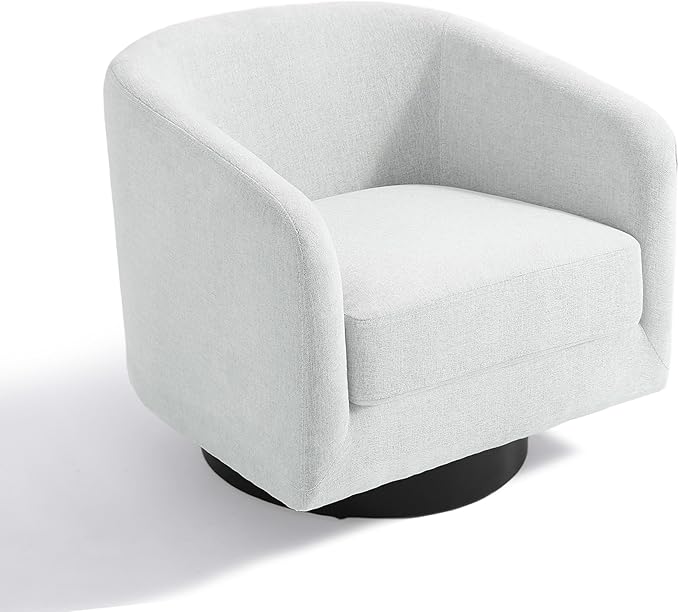 UIXE Swivel Accent Chair, Chenille Barrel Chairs Upholstered Armchair for Living Room, Modern Round Arm Chair Small Single Sofa Bedroom Reading Seat - Beige