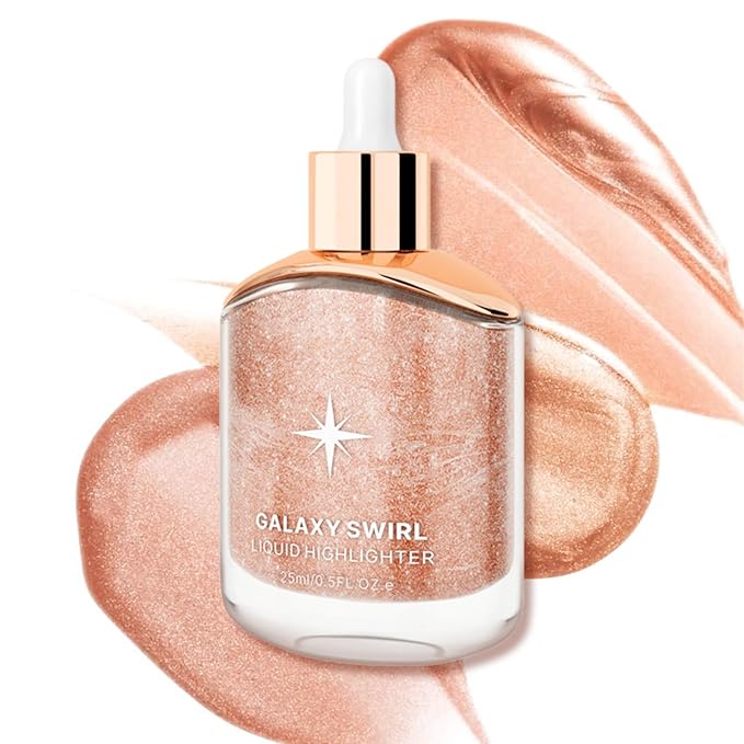 Liquid Highlighter Makeup, Long Lasting Multifunctional Luminous Glow Stick, Sparkly Glitter Body Face Shimmer Liquid Luminizer Sticks, Waterproof, Smooth, Blendable Cream Illuminator 04#