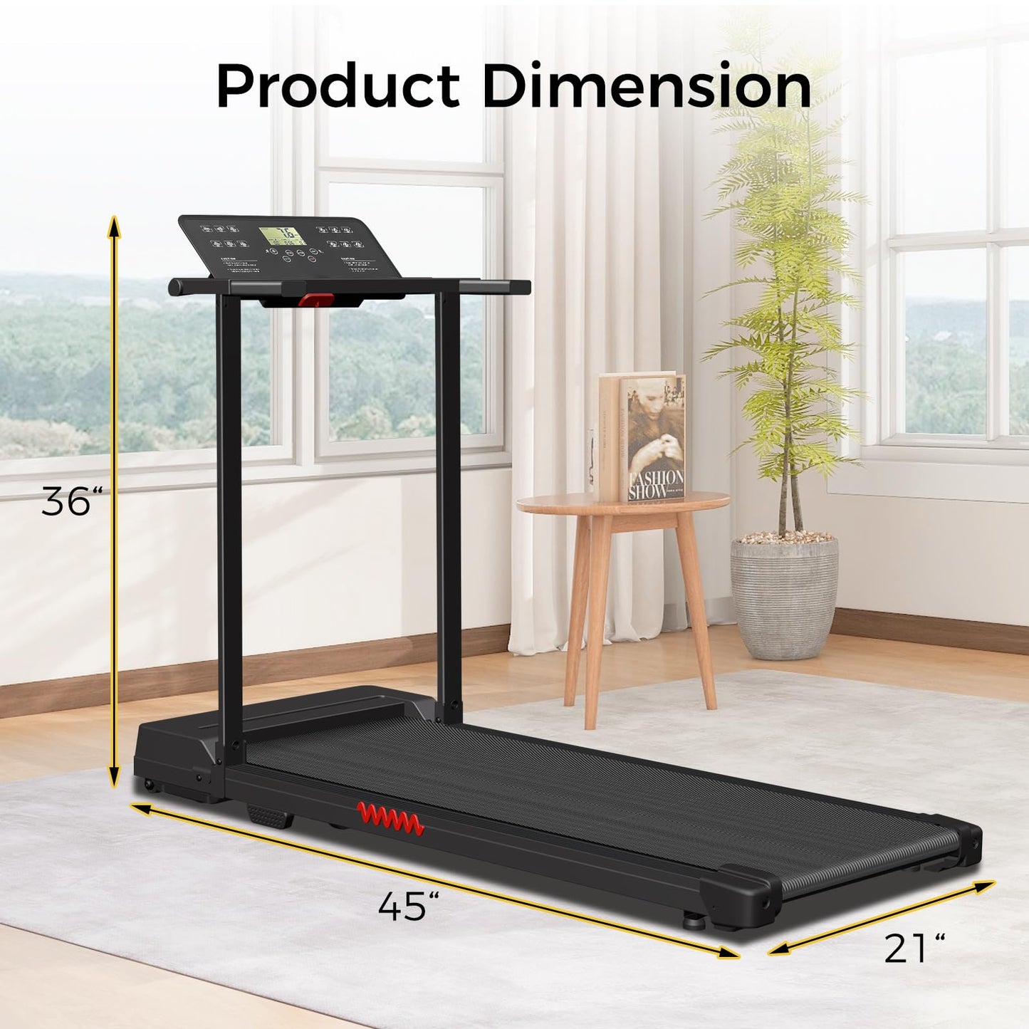 Portable Treadmills for Home, Compact Treadmill with Handles, 3.0HP Walking Pad Treadmill with Removable Desk Workstation, Running Machine for Home Office