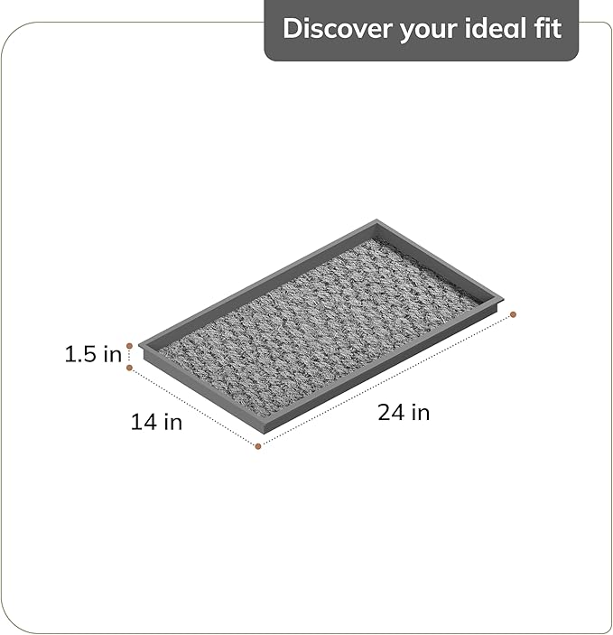 Anji Mountain Heavy Duty Waterproof Rubber Shoe Storage Mat Organizer/Boot Storage Multi Use for Entryway with Coir, Black and Ivory Diamond Insert, Fits 2 Pair (24.5" Wide)