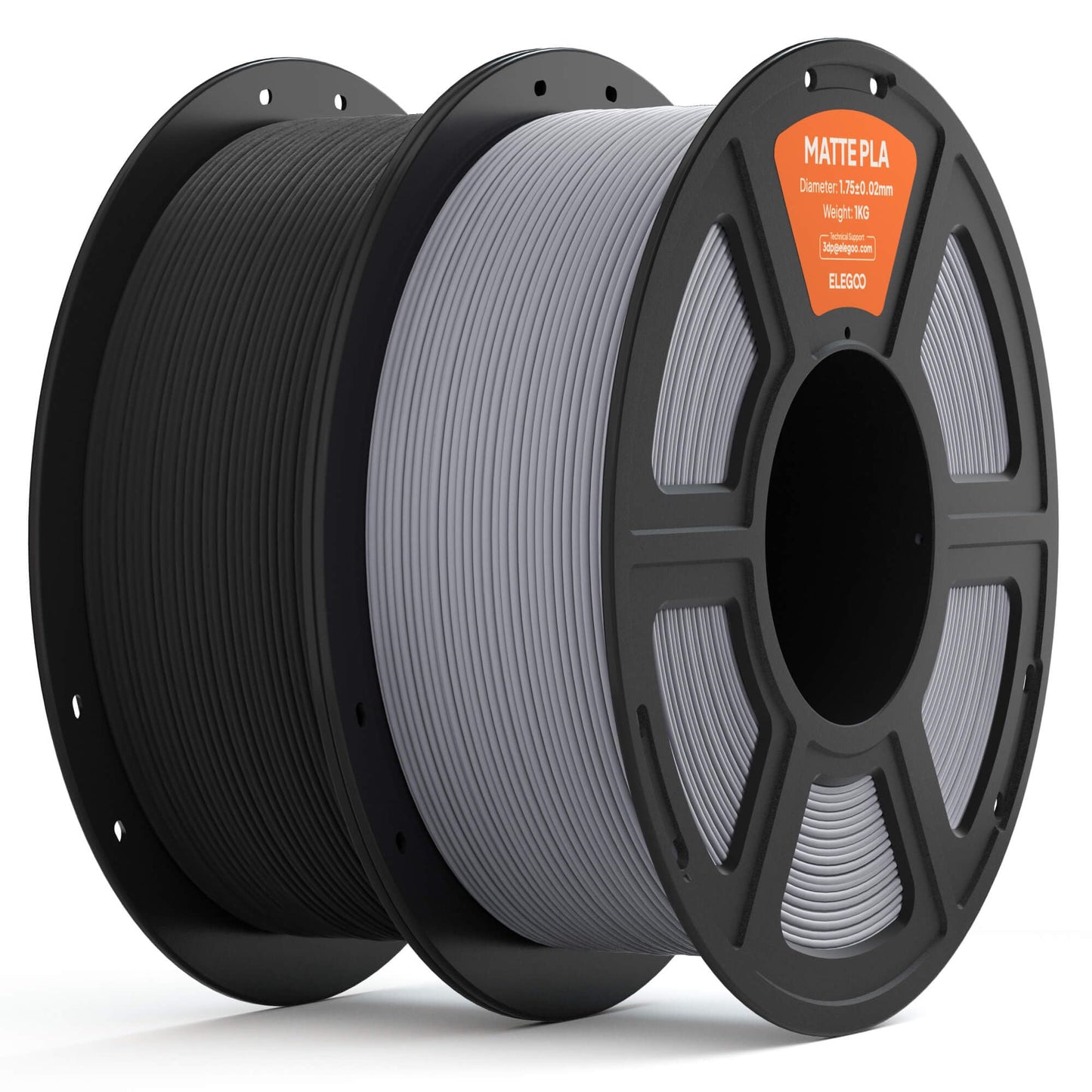 ELEGOO Matte PLA Filament 1.75mm Black & Slate Gray 2KG, 3D Printer Filament High Precision, 2pcs 1kg Spool (2.2lbs) Fits for Mo