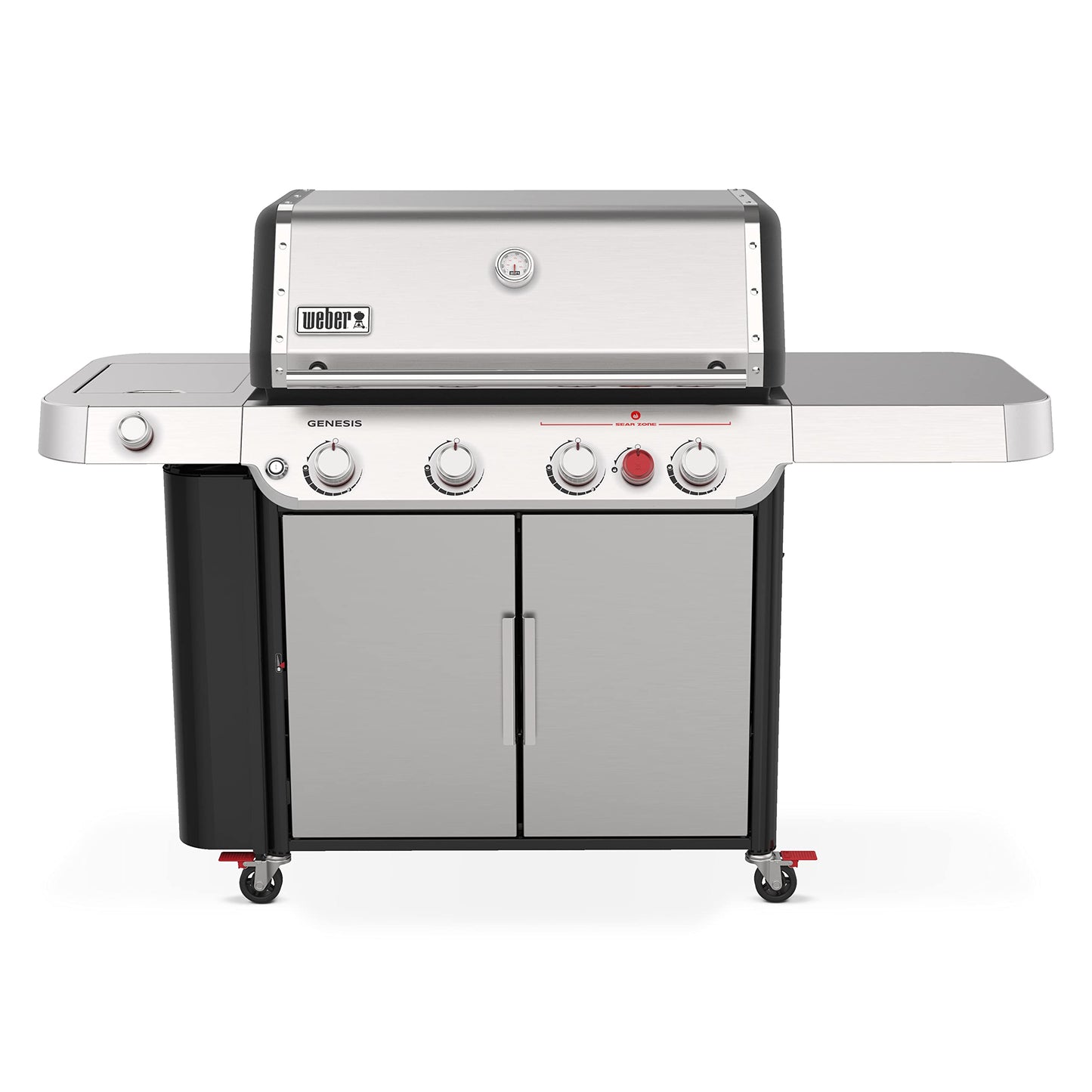 Weber Genesis S-435 Liquid Propane Gas Grill for Outdoor Cooking, Stainless Steel Finish, 4 Burners and 1 Side Burner – Stainless Steel Cooking Grates, PureBlu Burners & Sear Zone