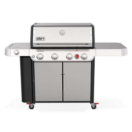 Weber Genesis S-435 Liquid Propane Gas Grill for Outdoor Cooking, Stainless Steel Finish, 4 Burners and 1 Side Burner – Stainless Steel Cooking Grates, PureBlu Burners & Sear Zone