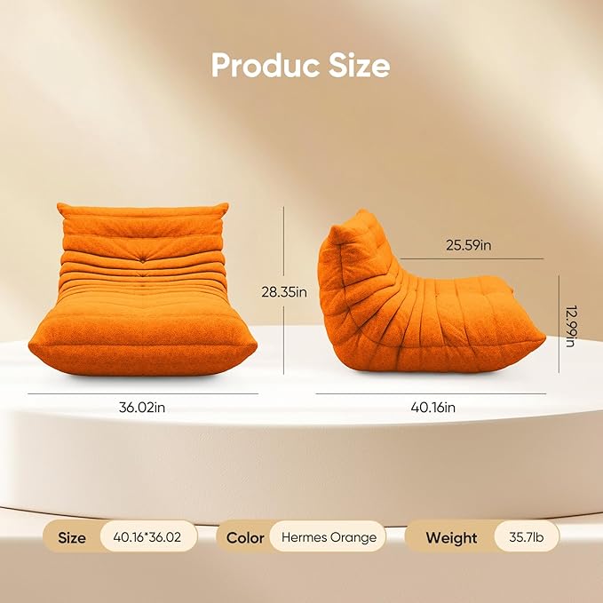 Bean Bag Chair for Adults, Fireside Togo Chair, BeanBag Chairs for Teens with High-Resilience Memory Foam, Non-Slip Base Compression Floor Lounge Sofa for Living Room, Bedroom