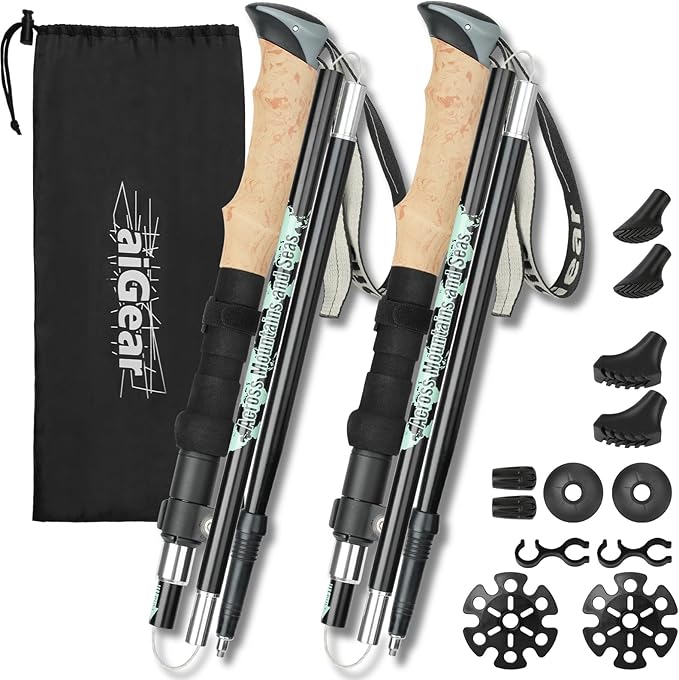 aiGear 2 Pack Collapsible Lightweight Trekking Poles, Adjustable 7075 Aluminum Hiking Poles with Anti-Shock EVA Foam Grips...